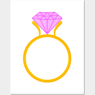 Diamond Engagement Ring With Gold Band Posters and Art